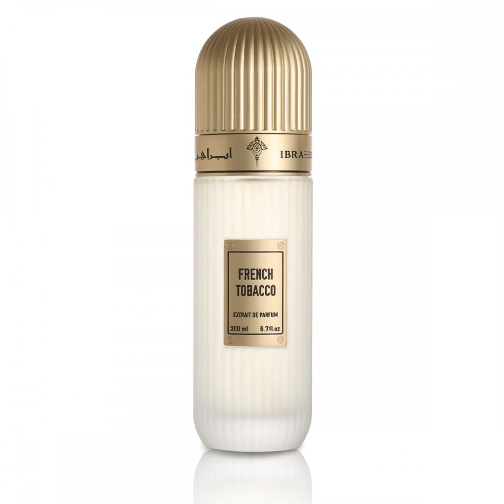 French Tobacco by Ibrahim Al Qurashi Eau de Parfum 100ml unisex fragrance with blood orange, green apple, French tobacco, neroli, cinnamon, ginger, and woody notes.