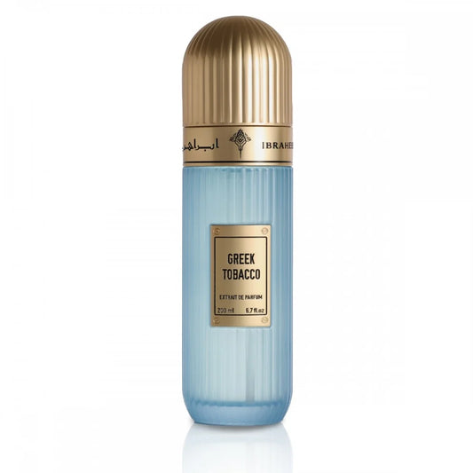 Greek Tobacco by Ibrahim Al Qurashi Eau de Parfum 100ml unisex fragrance with narcissus, lychee, rose, orange blossom, iris, Greek tobacco, musk, and peony.