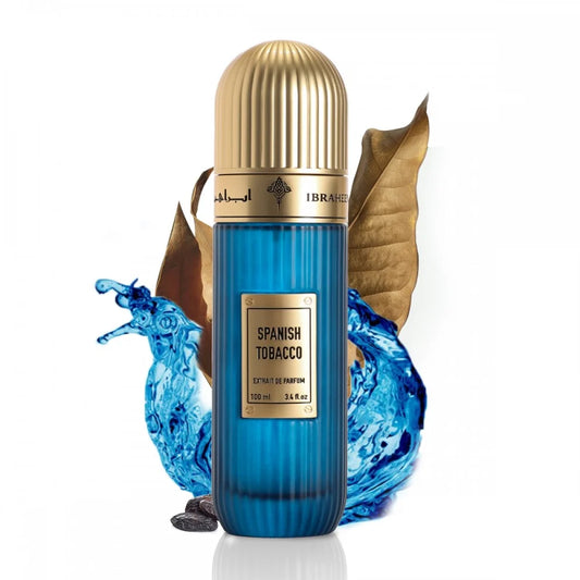 Spanish Tobacco by Ibrahim Al Qurashi Eau de Parfum 100ml unisex fragrance with saffron, tonka bean, cocoa, amber, Spanish tobacco, iris, and woody notes.