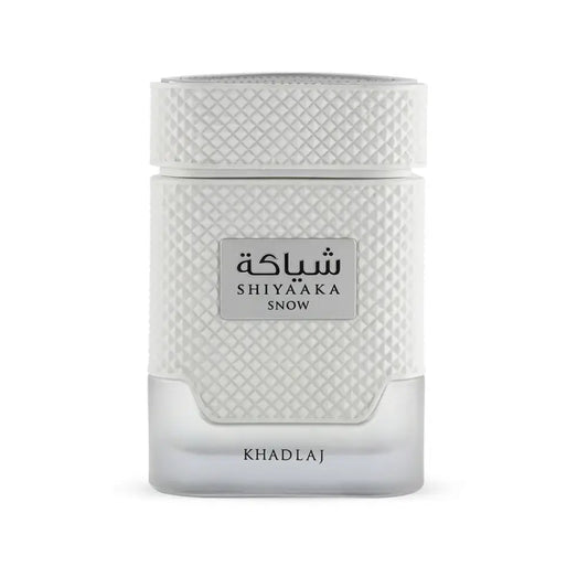 Shiyaaka Snow Blanc by Khadlaj Eau de Parfum 100ml unisex fragrance with vanilla, floral notes, white musk, and light woods.